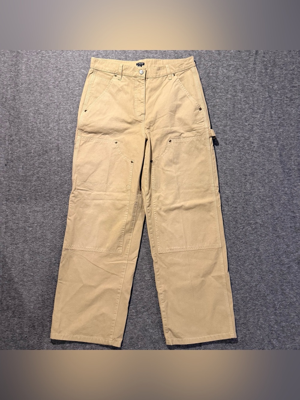 J Crew Carpenter Painter Canvas Pants Womens 28 tan High Rise Wide Baggy Cotton - Picture 2 of 16